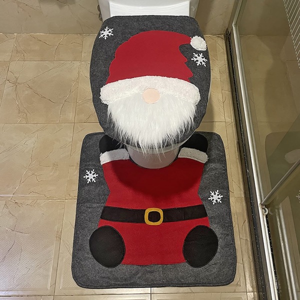 Sæt med 2 grå juledekorationer til toiletkumme, julemandstoilet