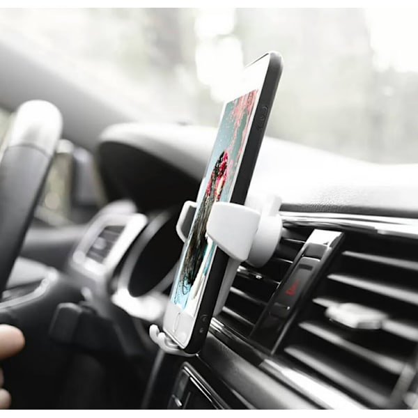 Hvid Universal Biltelefonholder 360 Graders Roterbar Bil Mobiltelefon