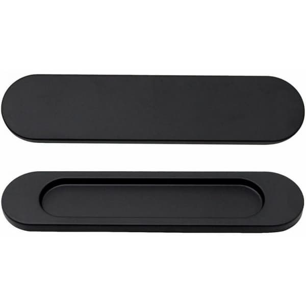 4 stk. Sæt af 4 Sorte Selvklæbende Skydedørsgreb Oval Aluminium Al