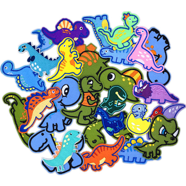 26 stk. Datamaskinbrodert logo tegneserie dinosaurserie broderi