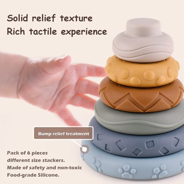 7 st Baby Stacking & Nesting Circle Toy, Mjuka Byggringar Sta
