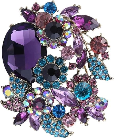 Rhinestone Crystal Party Blomsterblad Vine Brosche