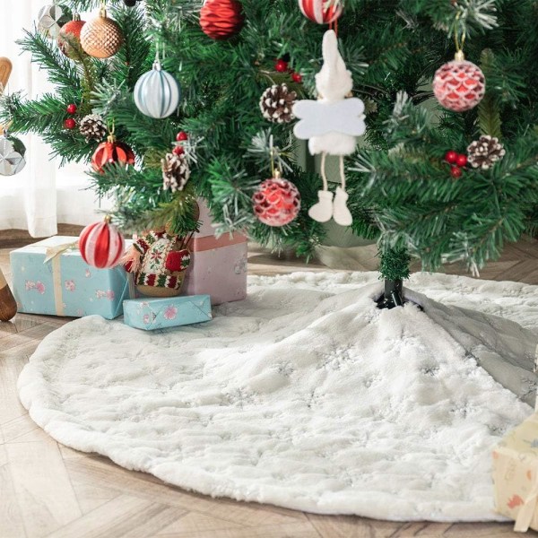 Valkoinen joulukuusen hame Pehmo Tree Topper Valkoinen tekoturkis Chris