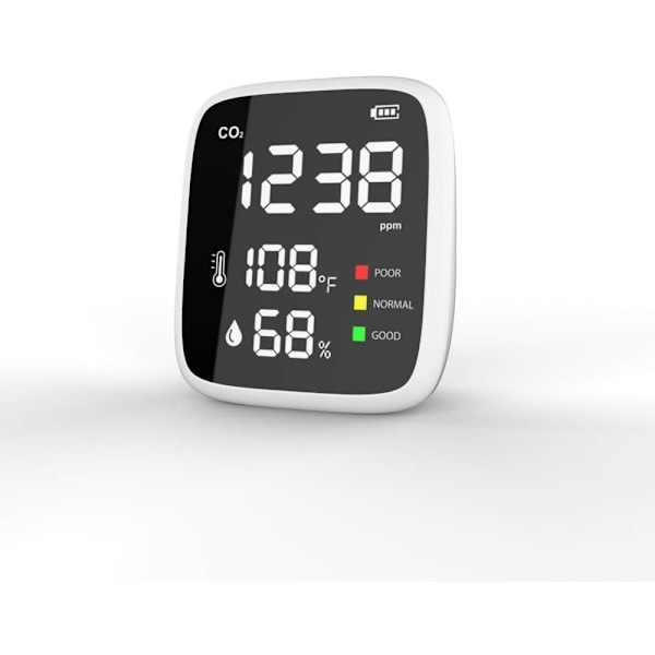 Mini CO2-detektor (hvid og sort) Bærbar CO2-måler 400-5000 ppm