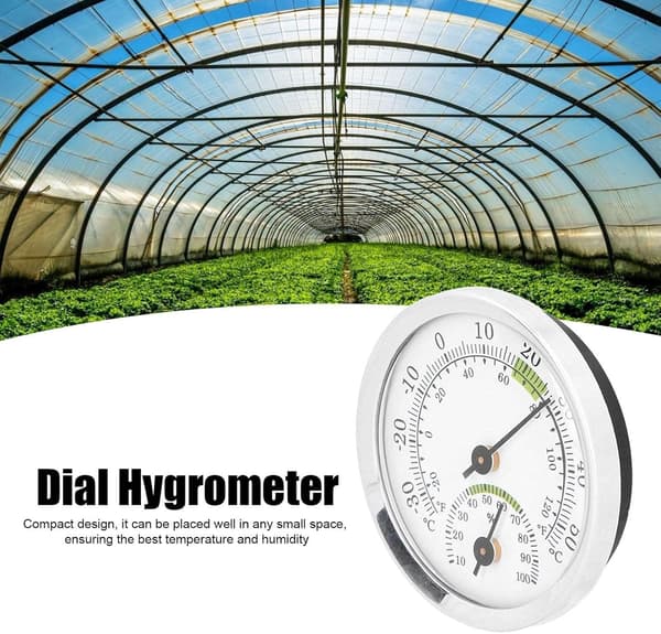Hygrometer Romtermometer, 2 i 1 Analog Hygrometer og Termometer, Mini Termometer 5.8cm, Sølv Grønn