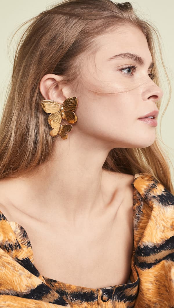 Guld Store Sommerfugle Øreringe Guld Dråbe Øreringe Statement Charm Ea