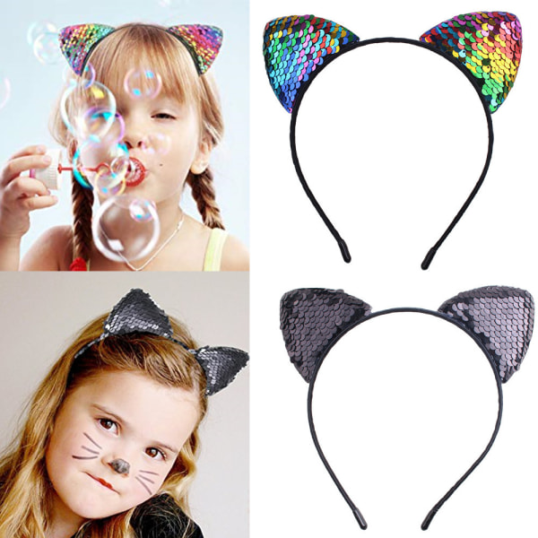 8 st Glitter Cat Ear Pannband Halloween Masquerade Catwoman Hairb