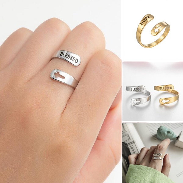 Personlig innpakningsring gravert ring dobbel ring stablebare ringer