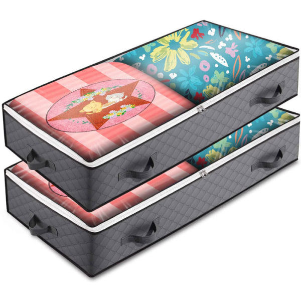2-pack förvaringsbox under sängen Vikbar förvaringsväska för täcke Garderob C