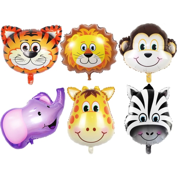 Djungel Safari Födelsedagsfest Dekorationer - 6 Pack Jätte Safari Djur Ballonger