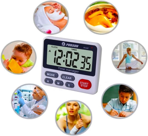 Køkken Timer, Madlavningstimer med Ur, Digital Timer, Stopur