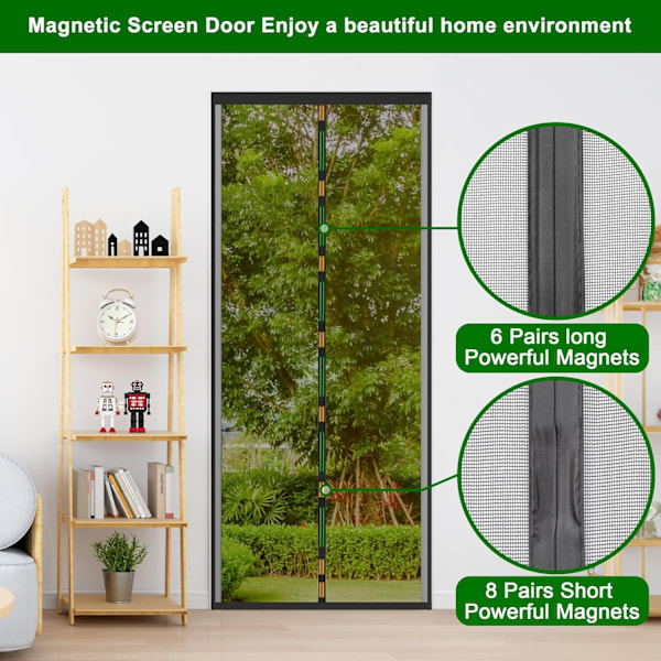 PAKSUNNETTU Hyttysverkko Ovi-ikkuna 100x220cm Erittäin Tiheä Verkko Magneettiverho Kärpästen ja Hyönteisten Torjuntaan Teipillä, Magneettitikut