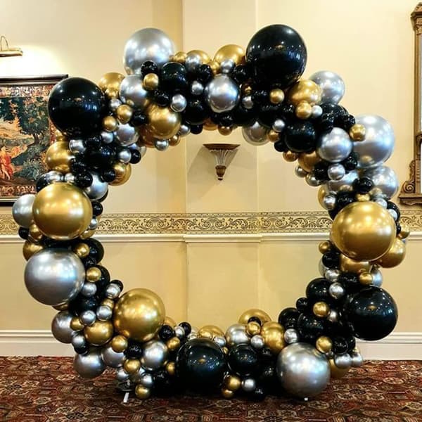 Sort guld sølv ballonbue sæt, fest dekoration sort guld b