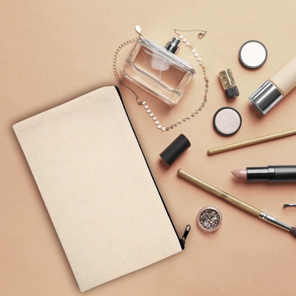 10-pack tomma DIY-hantverksväskor i canvas, tomma sminkväskor-