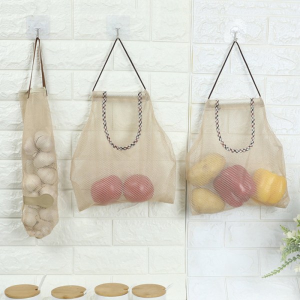 4 stk Genanvendelig hængende opbevaring grøntsagsnetpose Vaskbar væg H