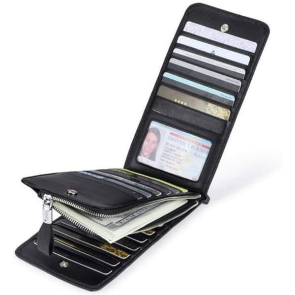 Herre Læder Slide Wallet Ny Enkelt Lynlås Business Portfolio