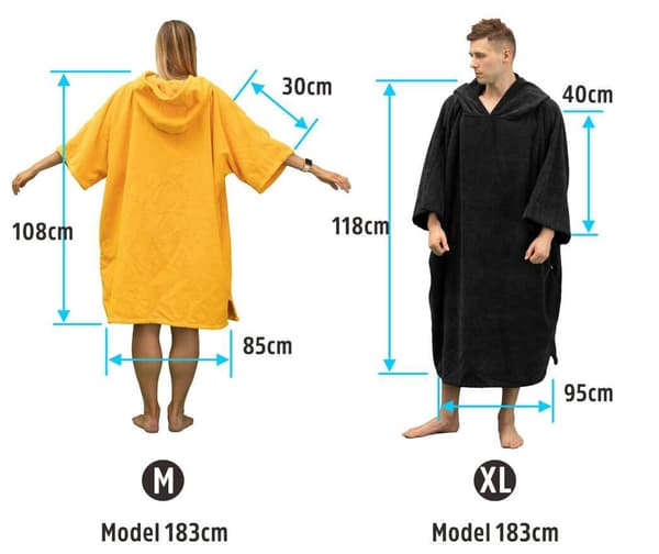 (Sort, M) Varmt absorberende poncho, badekåbe hjælper strandskift, Pon