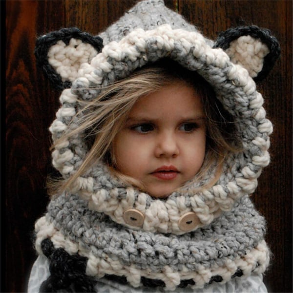 Cute fox ears children's scarf cloak hat neck leggings acrylic so