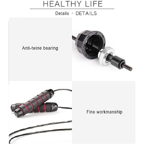 Hoppetau med kulelager, hurtig hoppetau med kabel og minneskum