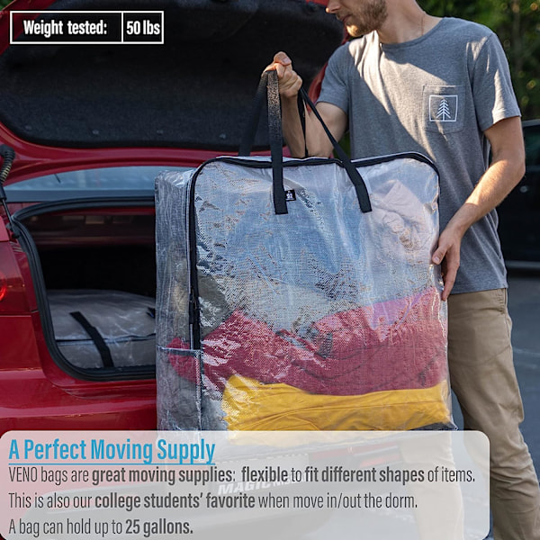 4-pakning Oversized Clear Oppbevaringsposer for College, Flytteutstyr,