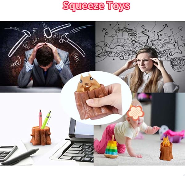 2 stk. Klem-egern Legetøj Stress Relief Wicked Squirrel Cup,