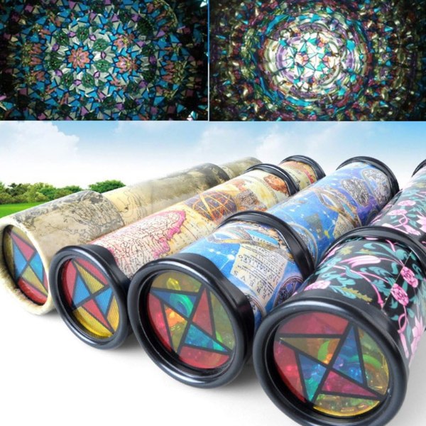 2 kappaletta (satunnainen väri) maaginen pyörivä kaleidoskooppi, klassinen kaleido