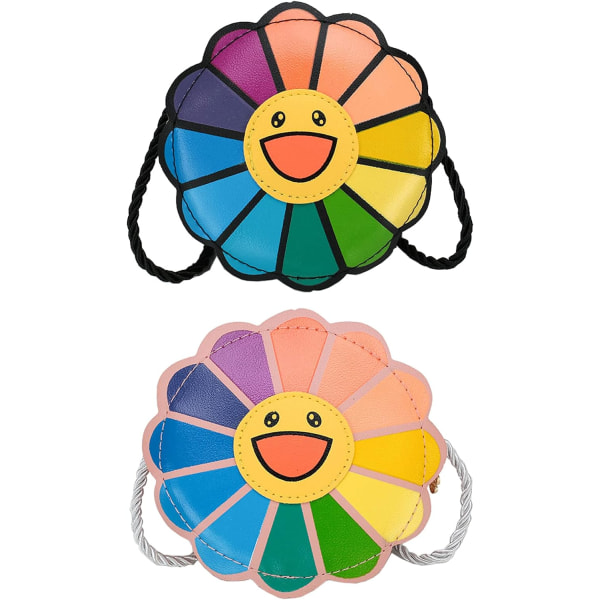 2 delar Crossbody-väskor för små flickor Färgglad blomväska Toddl