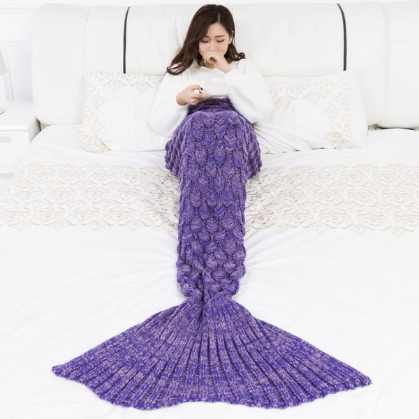 Bärbar Mermaid Tail Filt Virkad, All Seasons Warm Knitted B