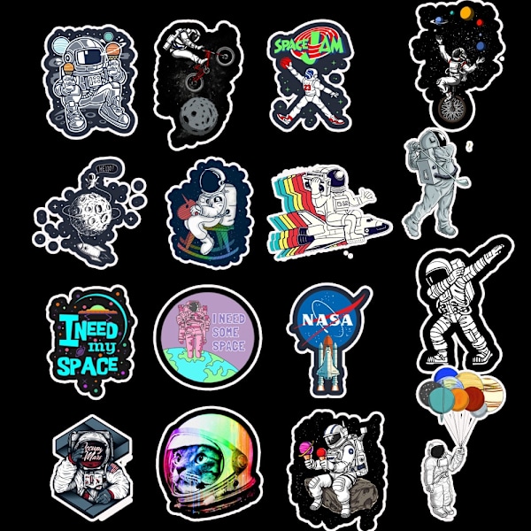 Stickers til Hydro Flask, 50 stk. søde astronaut vinyl stickers til