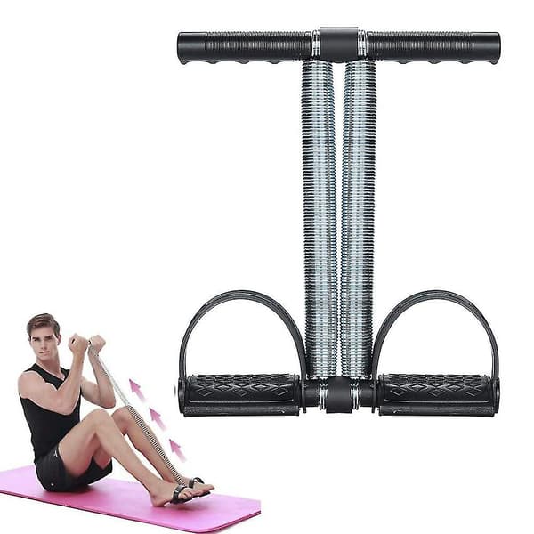 Dubbelfjäder Sit Up Pull Rope Elastisk Spänning Fitness Fotpedal S