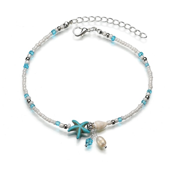 Boho Starfish Ankles Blue Ankel Armbånd Pearl Chain Beach Foot