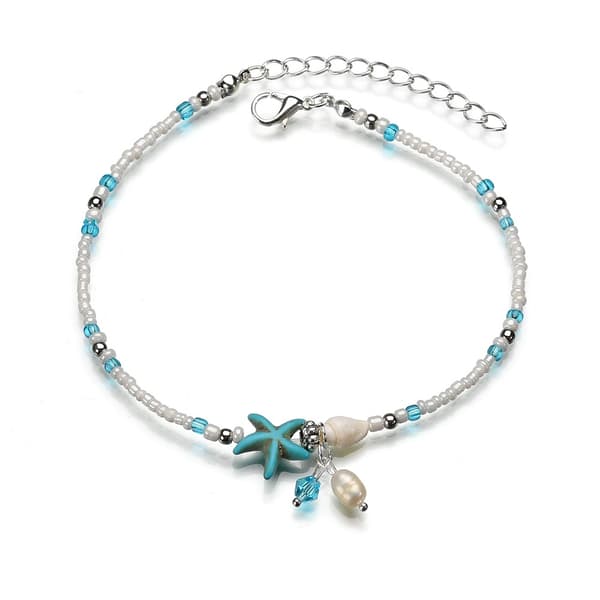 Boho Starfish Anklets Blå Ankelarmbånd Perlekjede Strandfot