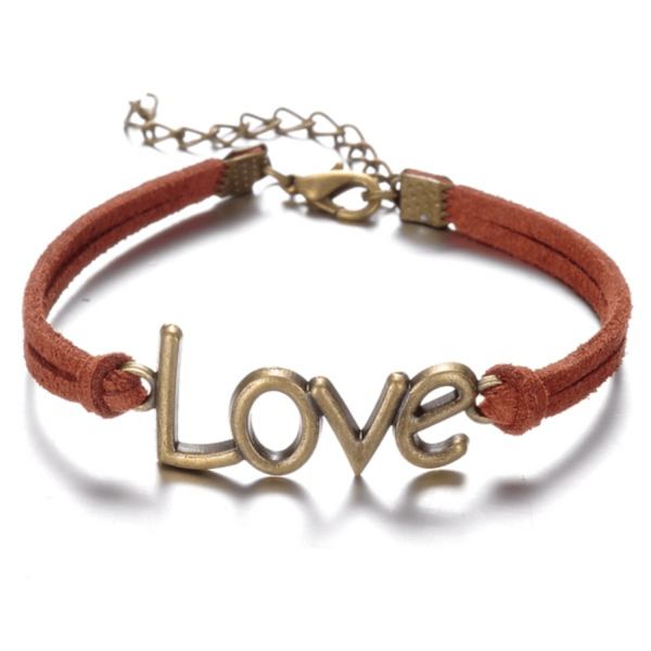 Armband med text "Love" i metall - Flera färger Blå