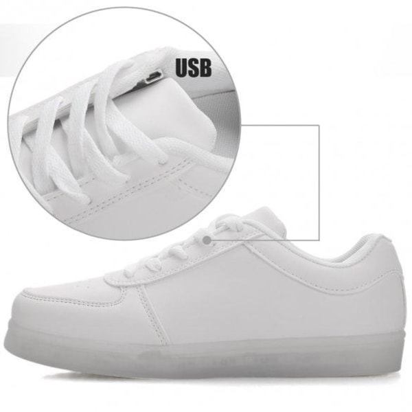 LED skor sneakers Barn/Vuxna, VITA - storlek 27-45 White Storlek 28 Vita