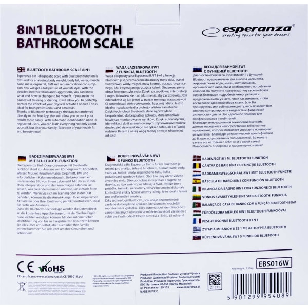 Våg för hemmet - EBS016W Bluetooth 8i1 B.FIT - VIT Vit