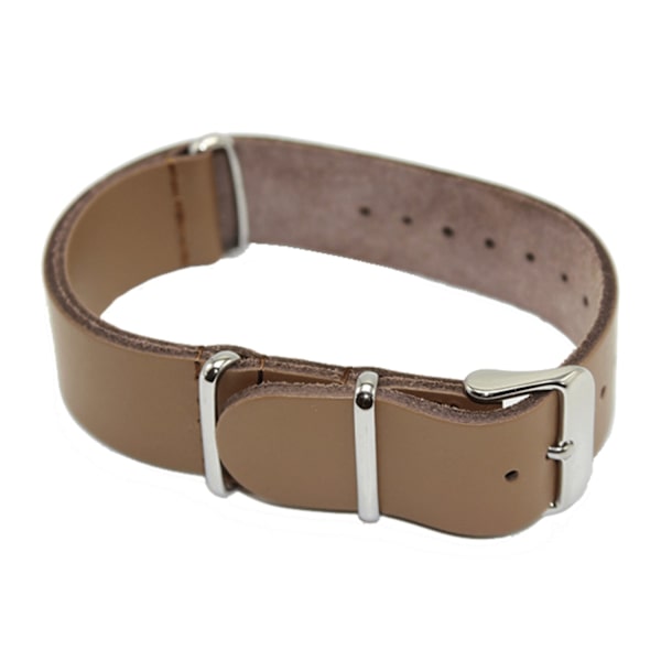 NATO klock armband i ÄKTA läder - 5 Olika färger Beige