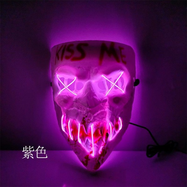 LED Mask 2 pack inkl batterier - Halloween 2st Purge - Kiss me masker