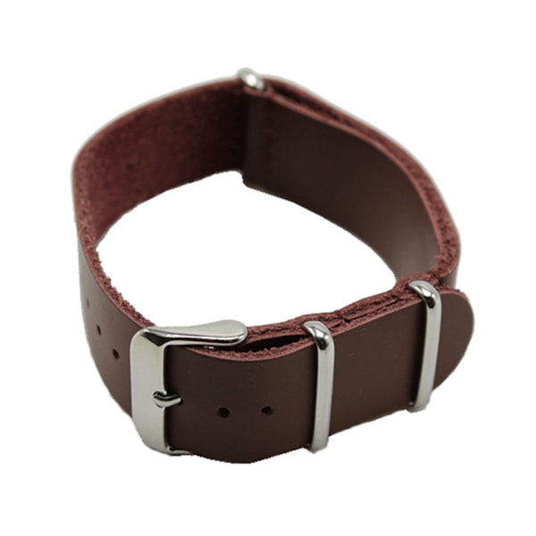 NATO klock armband i ÄKTA läder - 5 Olika färger Röd