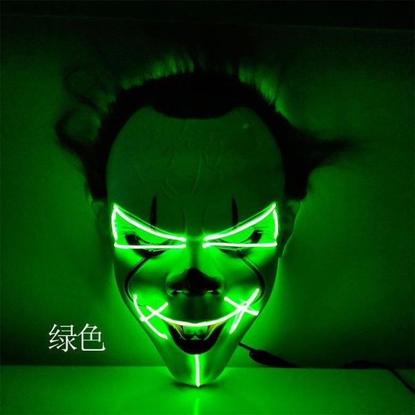LED Mask 2 pack inkl batterier - halloween 2st Clown masker