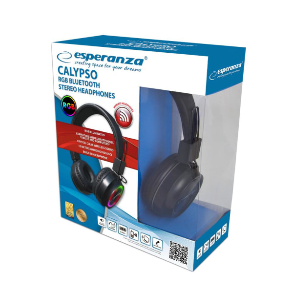 Hörlurar Bluetooth CALYPSO v.5.0 stereo LED EH219 Svart