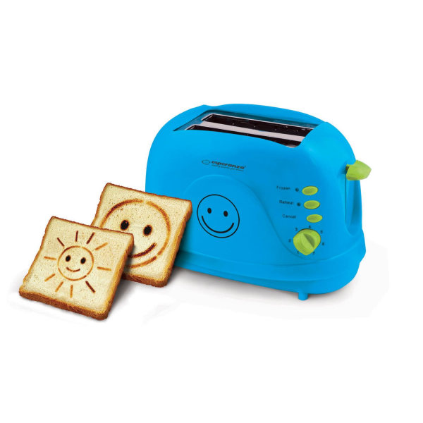 Brödrost Toaster Smiley rostar bilder EKT003B Blå Blå