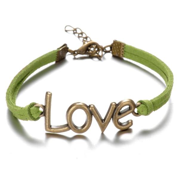 Armband med text "Love" i metall - Flera färger Brun