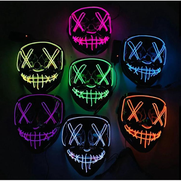 LED Mask 4 pack inkl batterier - Halloween