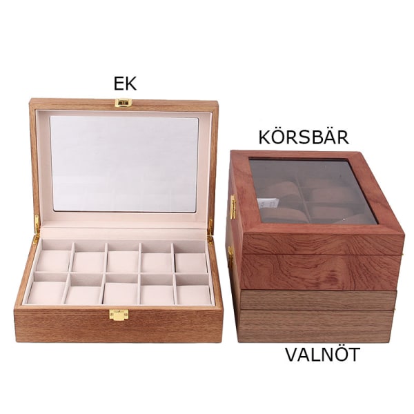 Klockbox 10 klockor Trä -Valnöt, Körsbär eller Ek Ek