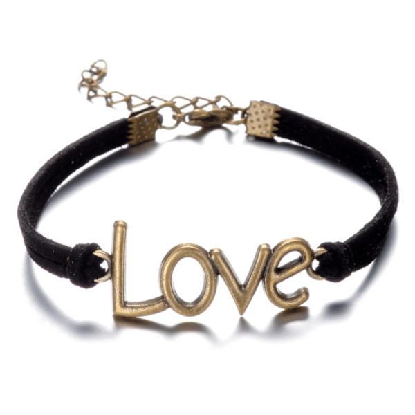 Armband med text "Love" i metall - Flera färger Svart