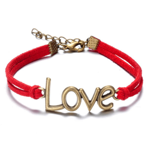Armband med text "Love" i metall - Flera färger Brun