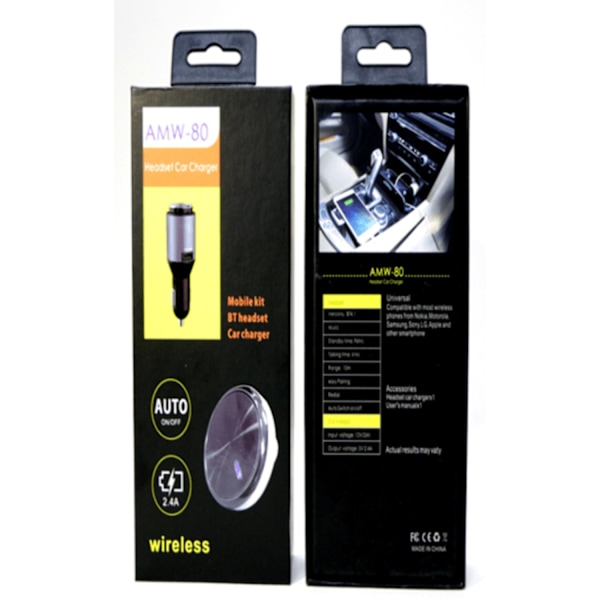 Bluetooth headset med praktiskt laddare via cigguttaget Silver