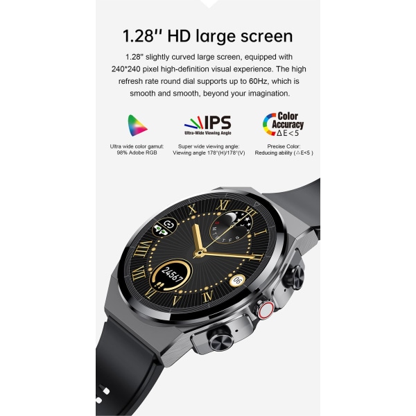 Smartwatch / Träningsklocka JM08 Svart med extra armband Svart