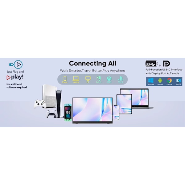 S27a-3 portable monitor 15,6" med inbyggt stöd