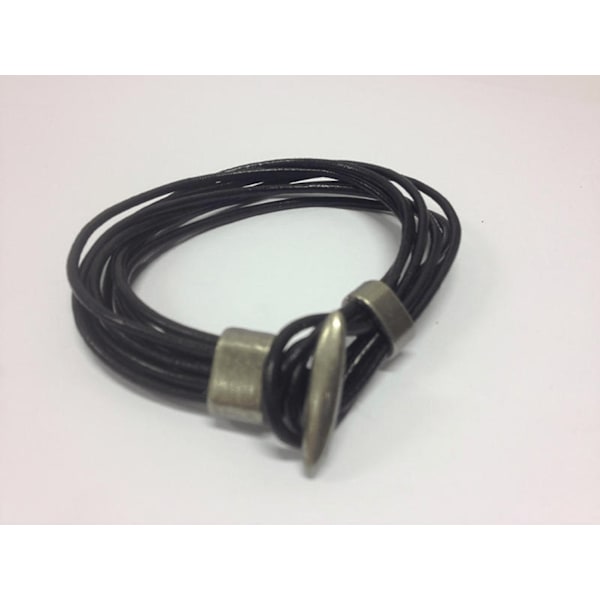 Armband ankarspänne med flera remmar i PU läder - 3 färger Svart